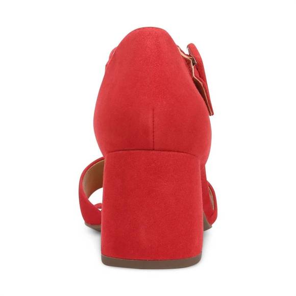 NEW VIONIC women's chardonnay hook and loop pump sandal in red suede leather - Picture 5 of 8